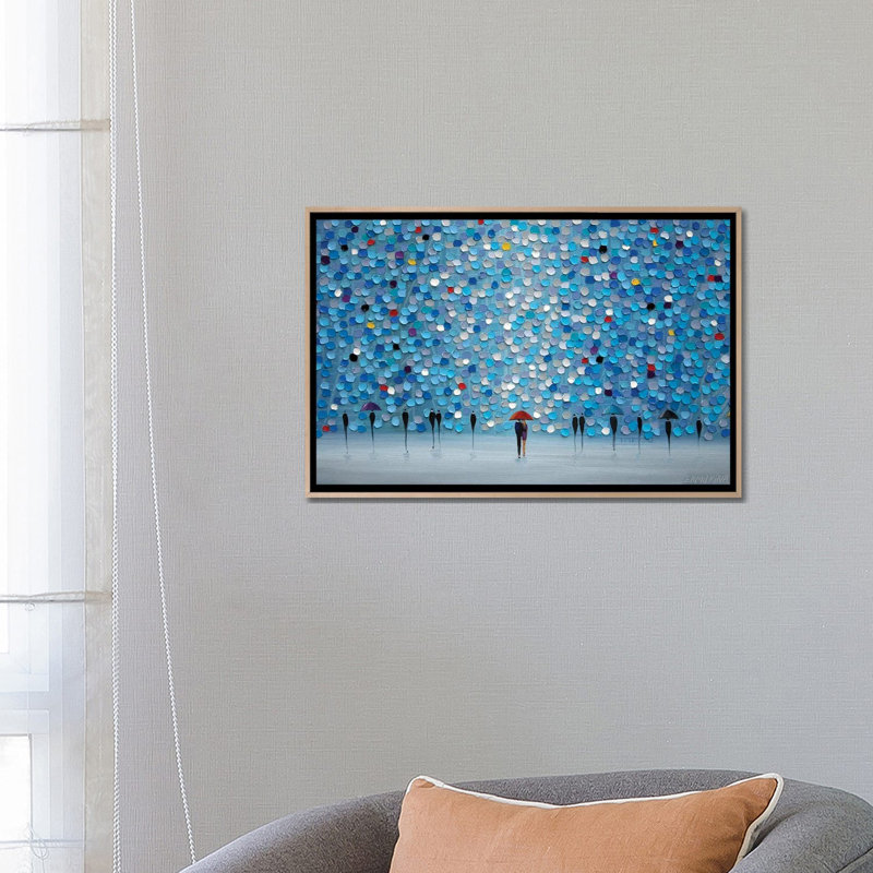 «Happy Rain», reproduction d'art sur toile encadrée, H 18 po x l 26 po, Beige, Toile à cadre flottant sans passe-partout