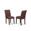 3 Piece Modern Dining Table Set Includes A Wood Dining Table and 2 Burgundy Polyester Fabric Mid Century Modern Chairs, Mahogany-849635653-849635652