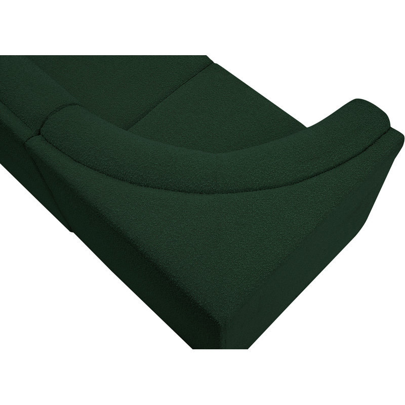 Canapé rembourré Ollie, Tissu bouclé vert