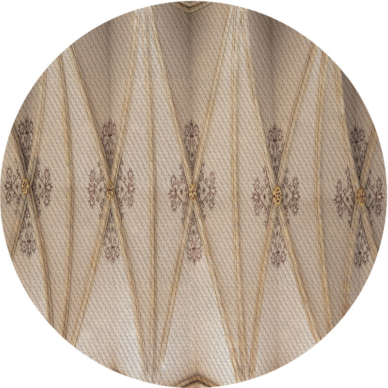 Beige abstrait/Tapis décoratif brun, Rond 7 pi