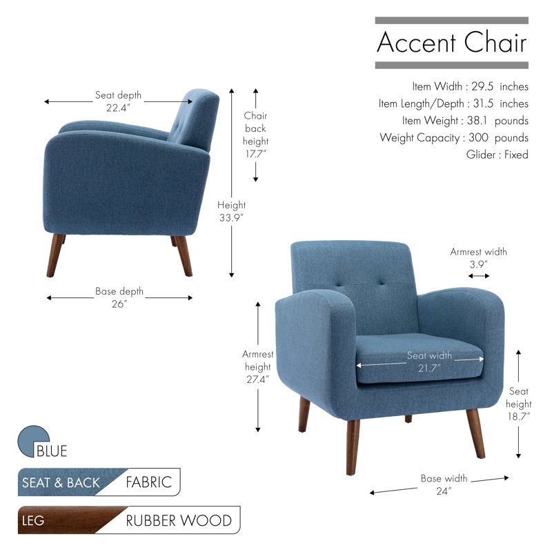 Genecis Upholstered Armchair, Blue