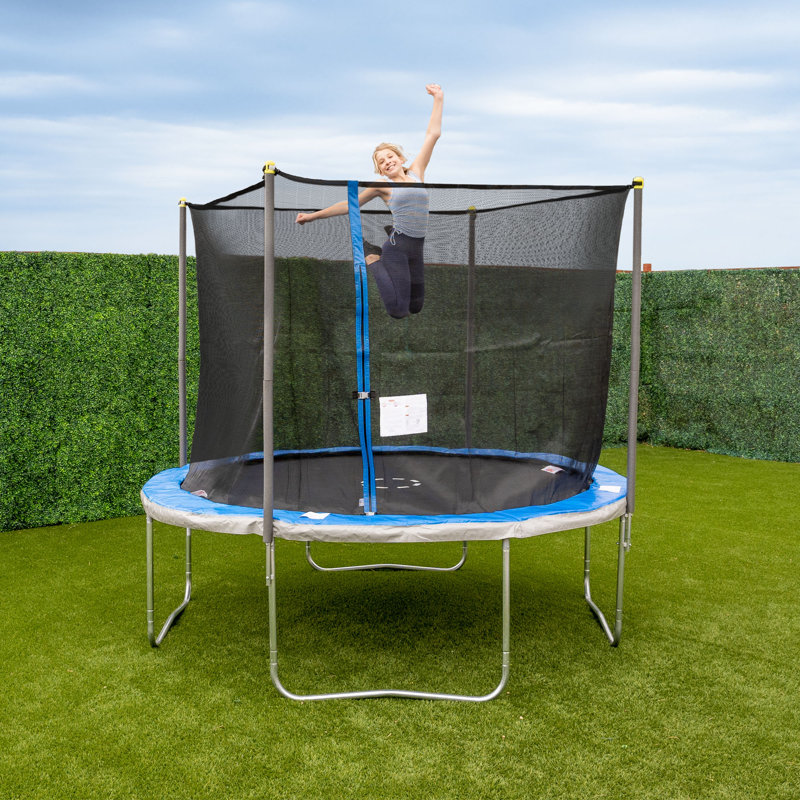 Trampoline de jardin ronde de 10 pi avec enceinte de sécurité et garantie à vie sur le tapis de saut Sportspower de TruJump