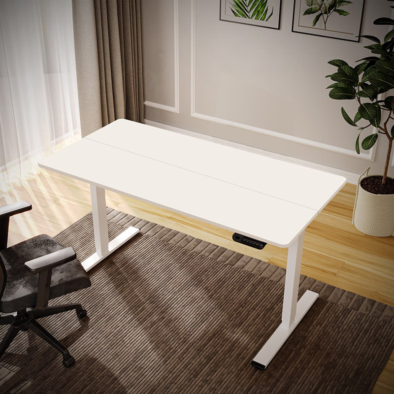 Bureau debout électrique à hauteur ajustable, Blanc / blanc, H 46,85 po x l 55,12 po x P 13,78 po