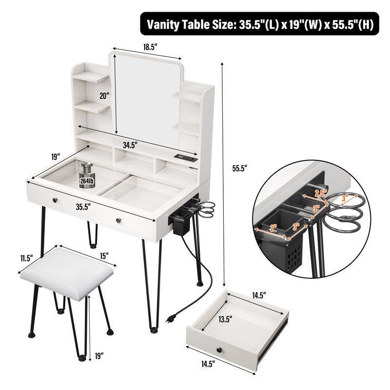 Kashara Vanity, White/Black