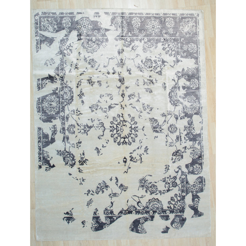 Tapis ivoire en laine noué à la main Ella Chic