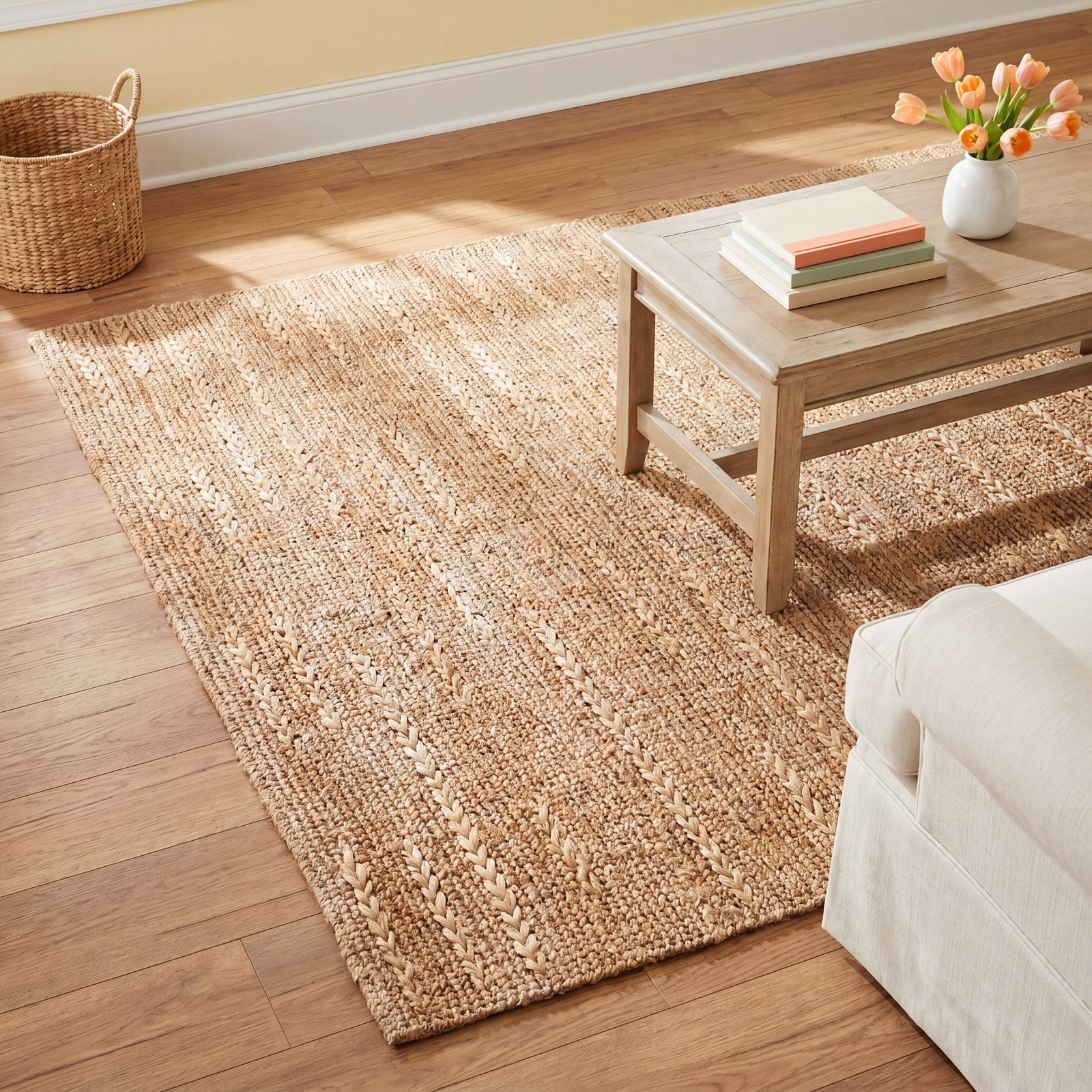 Oscar Natural Hand-Loomed Jute Rug, Rectangle 5' x 8'