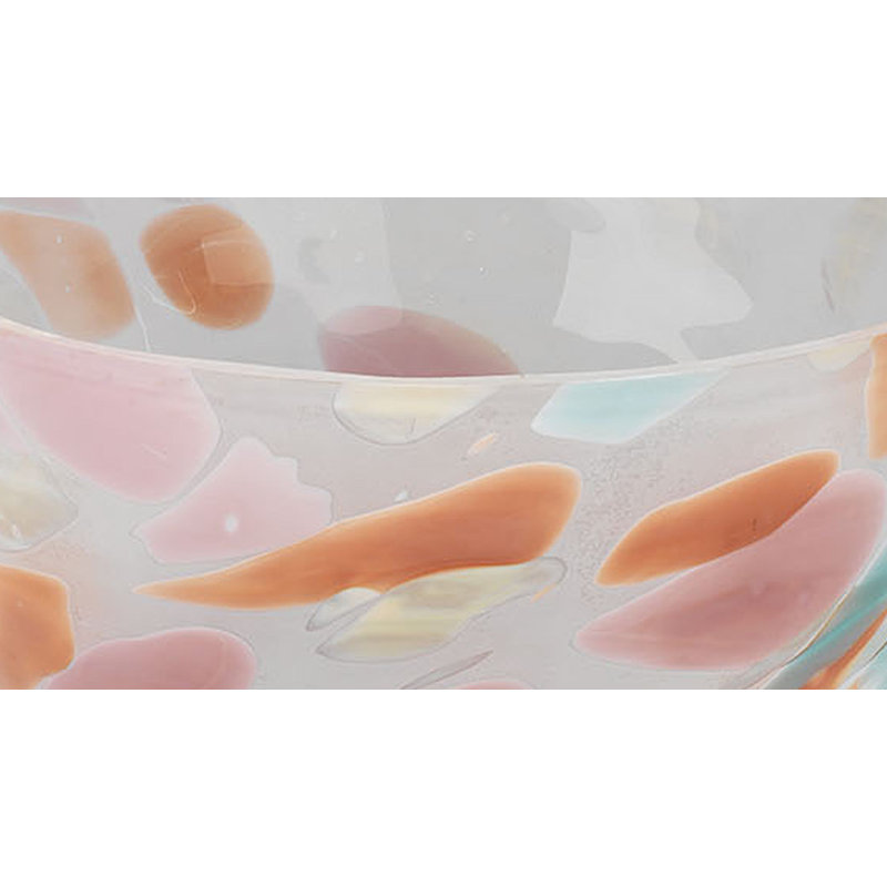 Watercolor Handmade Glass Decorative Bowl, 6" H x 10" W x 10" D, Orange