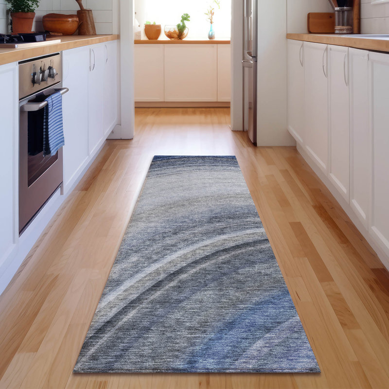 Premium Machine Washable Cerrito AMF584 Blue Rug, Runner 2'3" x 7'6"