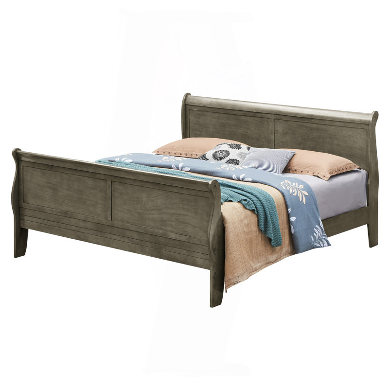 Elegant Traditional Gray Queen Bed Frame