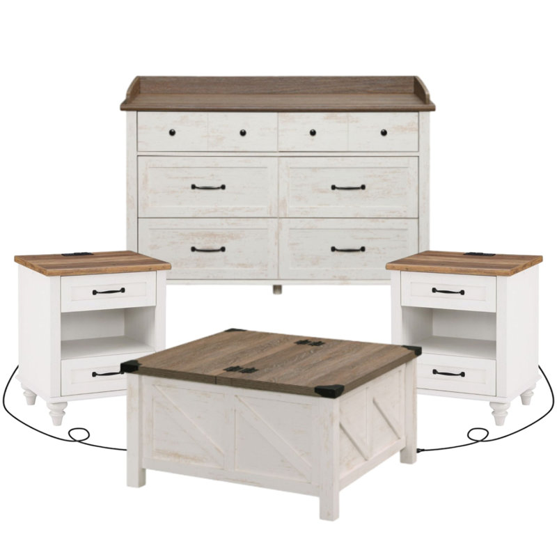 Allyssa 4 Piece Farmhouse Coffee Table Set