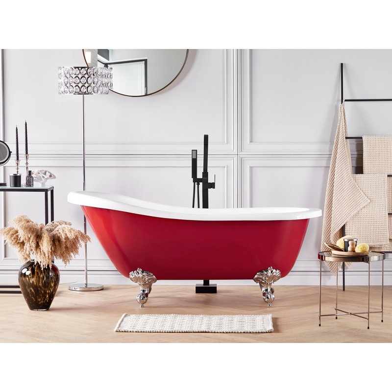 Holtzclaw x Soaking Acrylic Bathtub, Red/Silver, 78cm H x 170cm W x 80cm D
