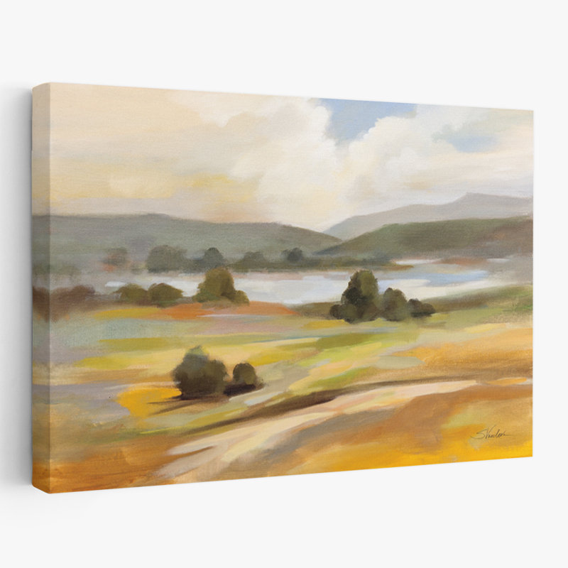 Paysage tranquille - champs de nuages bleu-brun, H 36 po x l 24 po