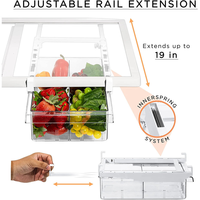 Sorbus Clear Acrylic Pull Out Fridge Drawer with Handle 2 Pack