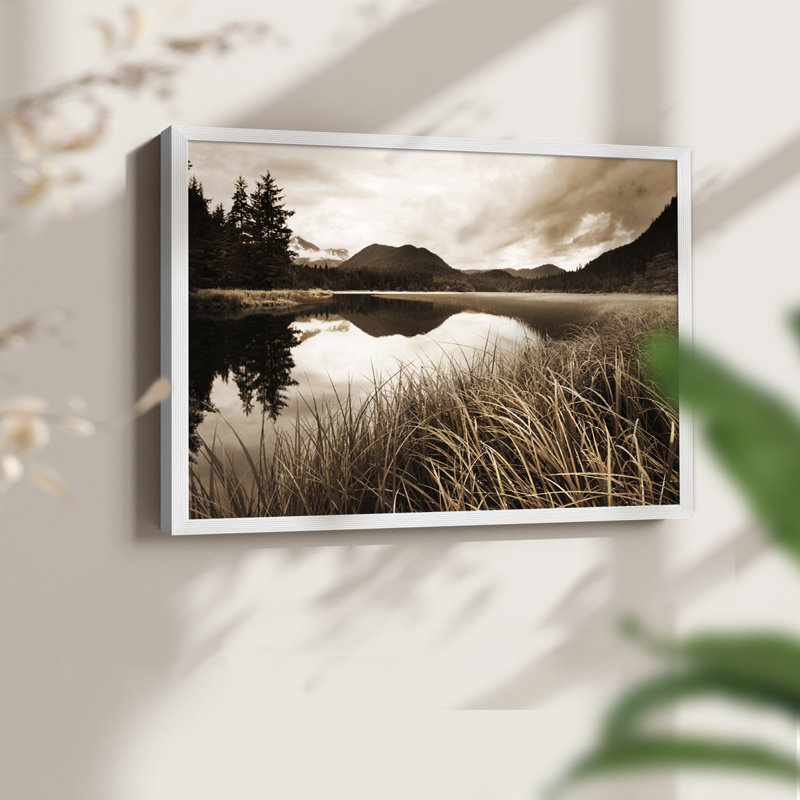 Calm Lake -Framed Print - Restickable, 8" H x 10" W, White