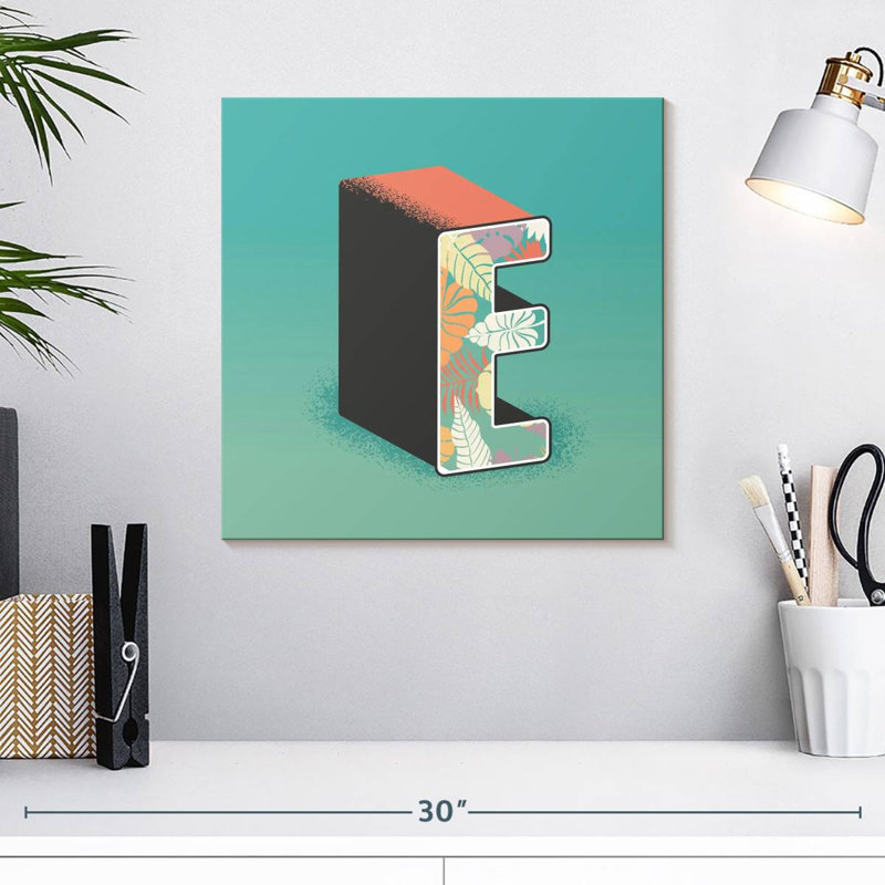 Keiri Leafy Print Letter E, 16" H x 16" W