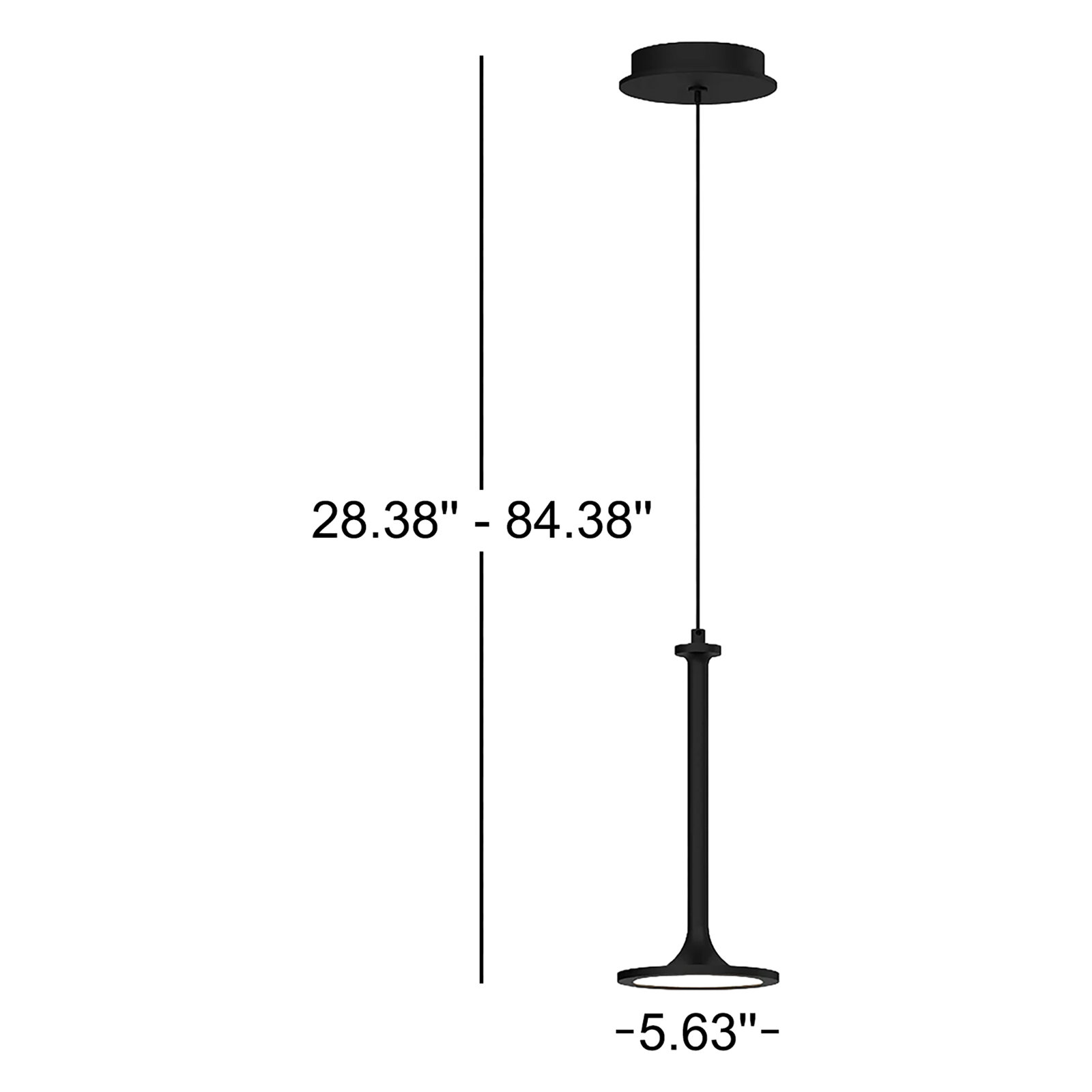 Daveney Single Light Dimmable LED Pendant, 12.38" H x 5.63" W x 5.63" D, Matte Black