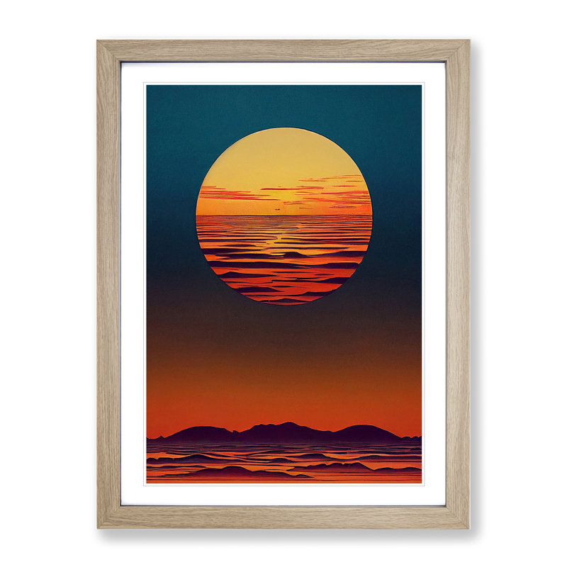 Mountain Sunset Abstract No.2 - Framed Print, 64cm H x 46cm W x 2cm D, Oak
