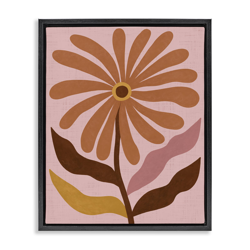  «Boho Retro Flower Bloom», art mural sur toile par Nina Seven, H 21 po x l 17 po, Cadre flottant noir de jais