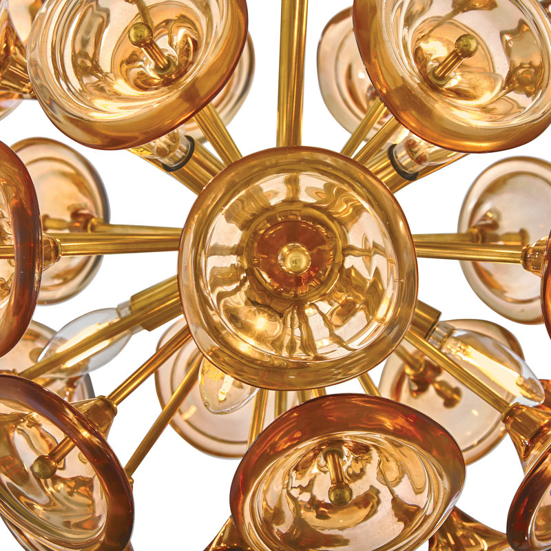 Grand luminaire suspendu Fredrick Ramond Maya, Ambre, H 70,5 po x l 19,75 po x P 19,75 po, 8 lumières