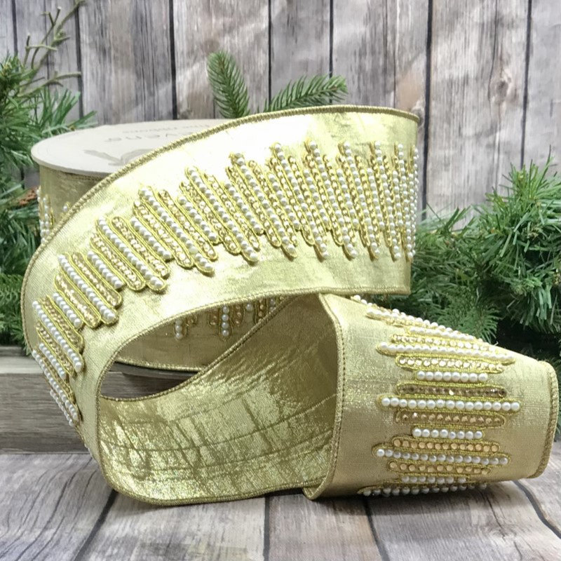 4'' Geometric Polyester Blend Ribbon