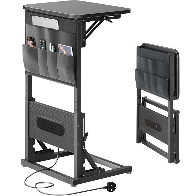 40cm W Steel Bedside Table, Black