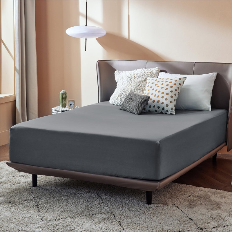 Drap-housse avec poche profonde de 16 pouces, Drap-housse de taille double, Gris