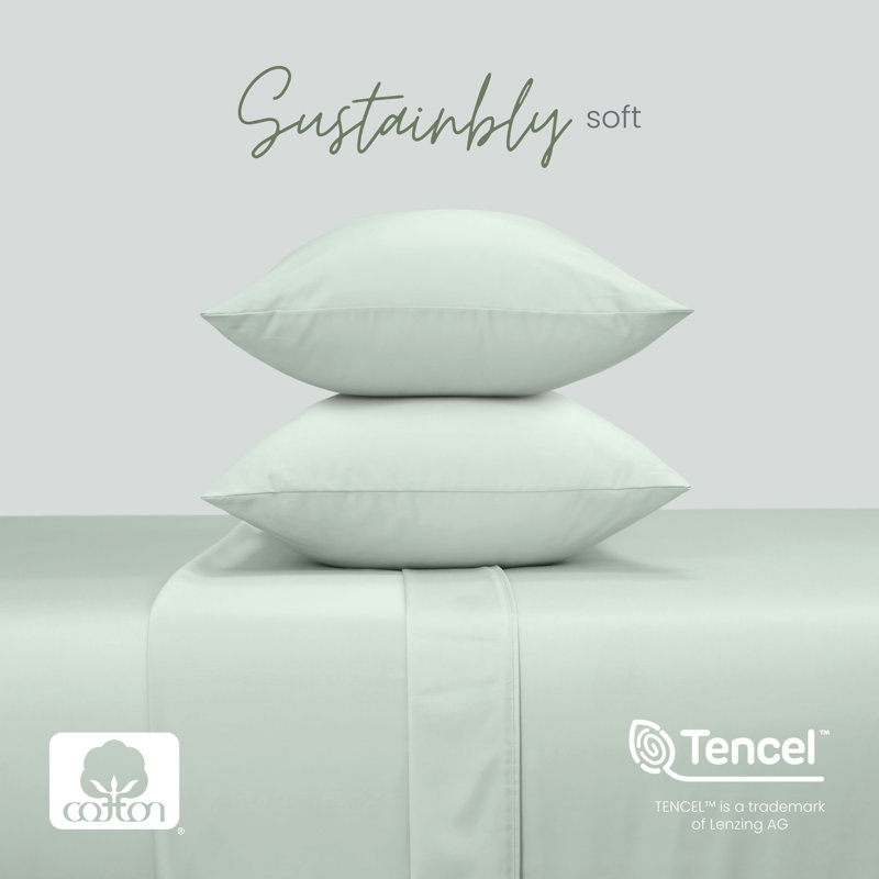Martex Restore Solid - Soft, Breathable, Cotton Blend, Temperature Regulating, 2 King Pillow Cases, Sage