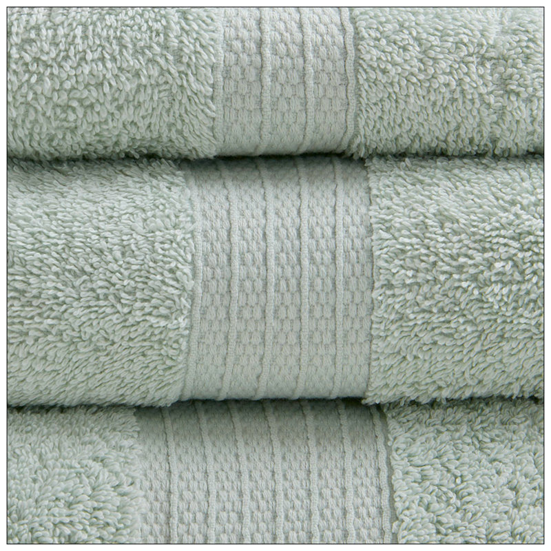 6 Piece 100% Organic Cotton Bath Towels Multi-Size Set, Seafoam