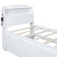Lit plateforme simple avec tête de lit à DEL avec rangement, lit gigogne simple et 3 tiroirs