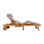Chaise longue d'extérieur à dossier réglable en bois d'acacia avec plateau latéral et roulettes à appui-tête rembourré-1786712025