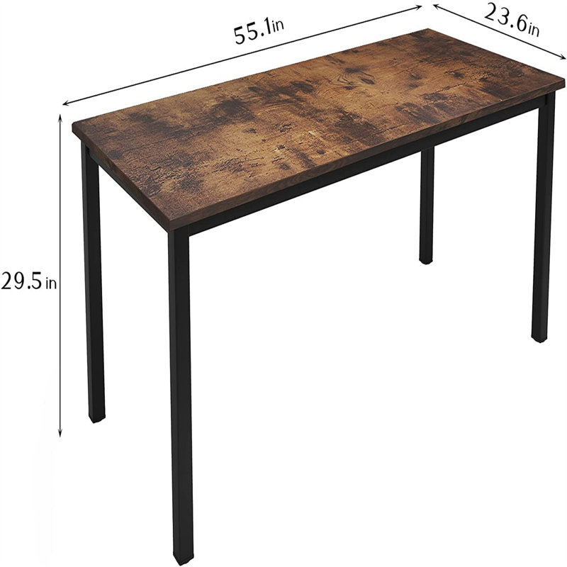 Bureau d'ordinateur Pauljohn, Noir, Brun, H 29,49 po x l 55 po x P 22,99 po