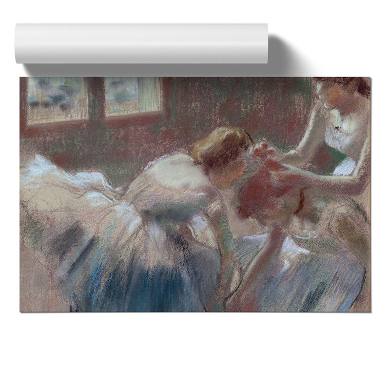 Three Ballet Ballerina Dancers Preparing by Edgar Degas - Frameless Print, 42cm H x 59cm W x 0.1cm D
