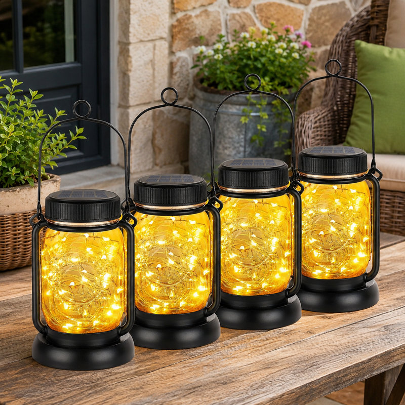 Ensemble de 4 luminaires suspendus solaires Mason