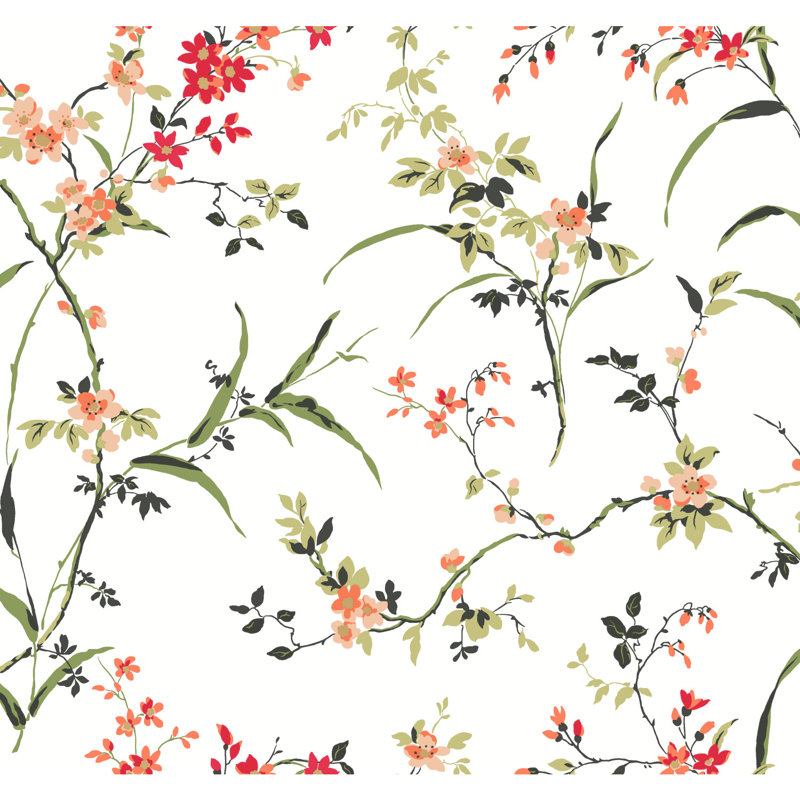 Rouleau de papier peint L 27 pi x l 27 po Dipanshi, Blanc /Rouge