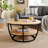 Afsar Solid Wood Round Coffee Table with Storage Shelf