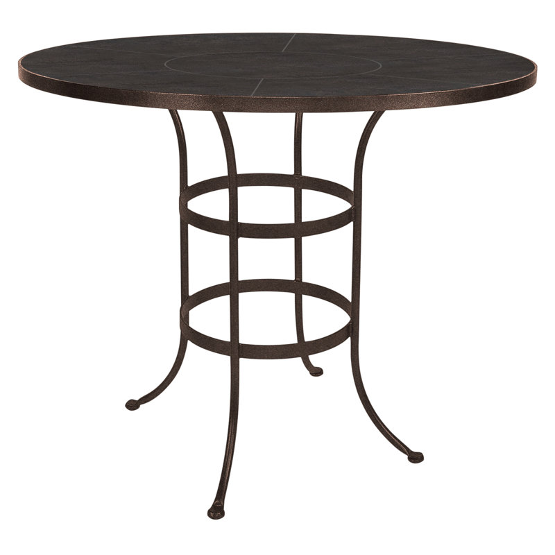 Outdoor Round Counter Table, Pallazo White, Graphite, 42.5" H x 42" W x 42" D 
