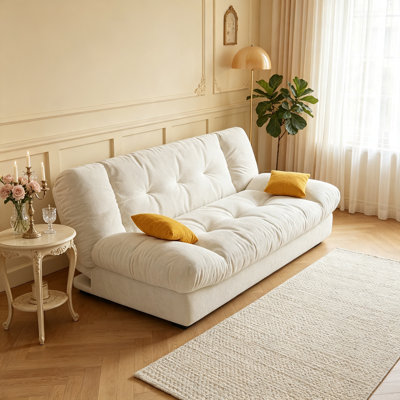 Simple Multifunctional Beige Suede Sofa
