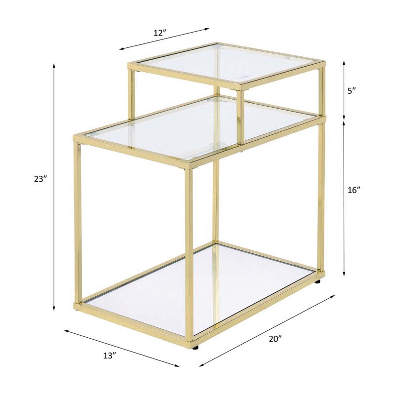 Table d'appoint Uchenna, verre transparent et finition dorée Uchenna
