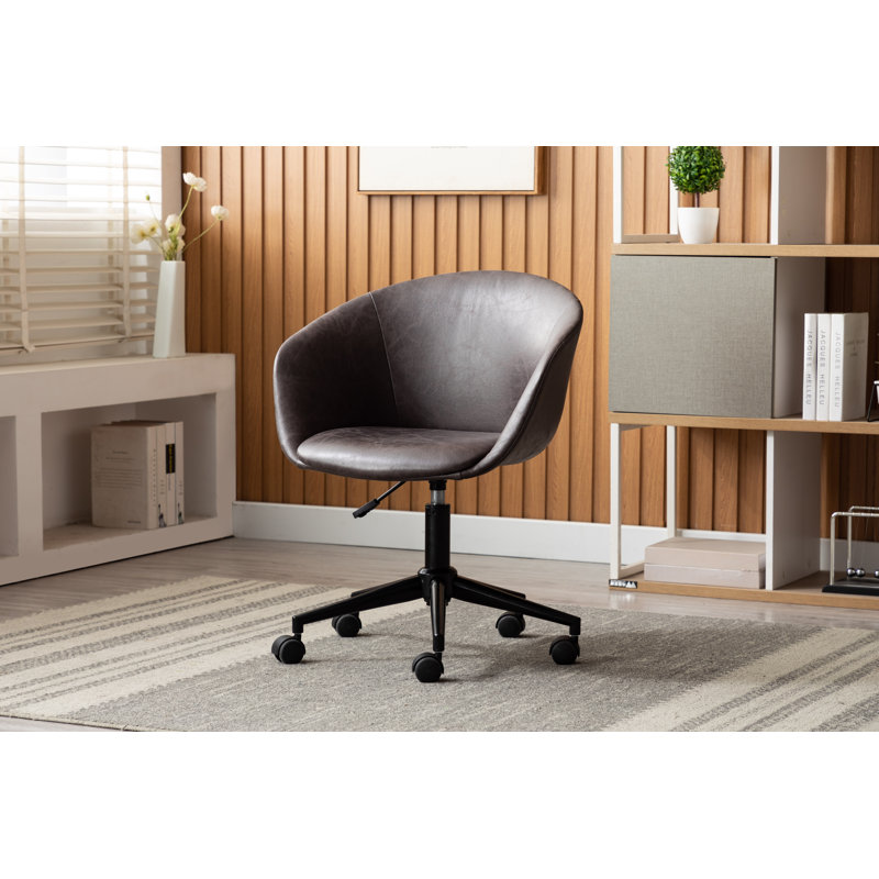 Chaise de travail Villagomez, Similicuir noir vieilli