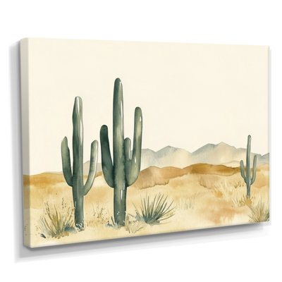 «Soft Desert Cactus I», art mural encadré vert