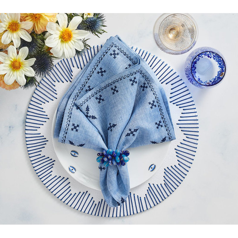 Fez Linen Napkin, Periwinkle/Navy