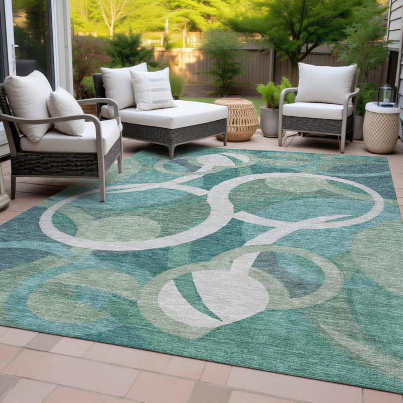 Machine Washable Indoor/Outdoor Braithwaite ACN2167 Geometric Rug, Rectangle 5' x 7'6"