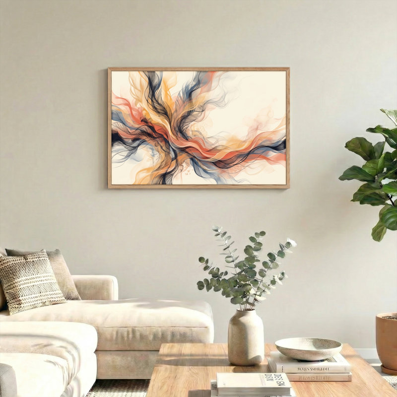 Ensemble de 1 tableau abstrait sur toile, 24"H x36"W, Naturel