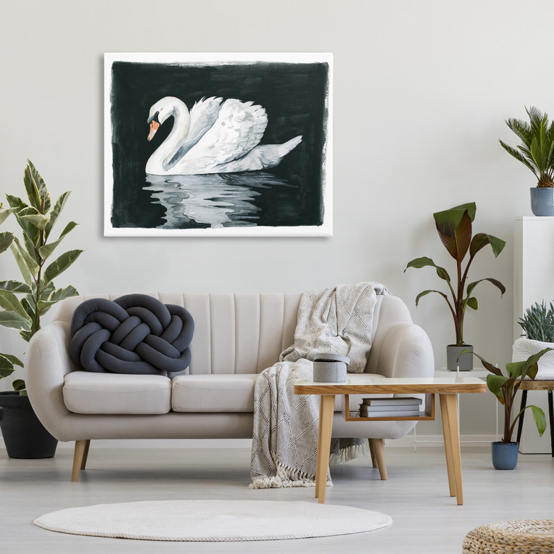 " Beautiful Swan Black Reflection " by Grace Popp, 36" H x 48" W x 1.5" D