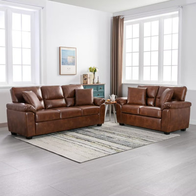 Dewells Faux Leather Living Room Set