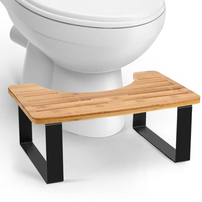 Bamboo Toilet Stool,Portable Squatting Pan With Dual Anti Slip Design(Brown)