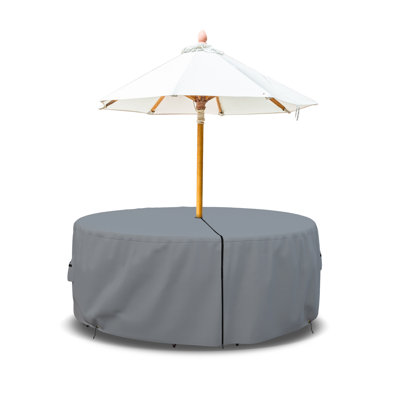 Heavy Duty Multipurpose Waterproof Outdoor Round Dining Table & Chair Set Cover with Umbrella Hole