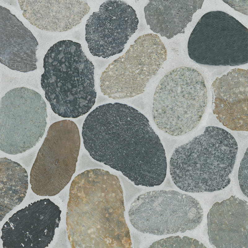 Marvella Pebble 12 in. x 12 in. Natural stone Mosaic Floor and Wall Tile, Moss Cut