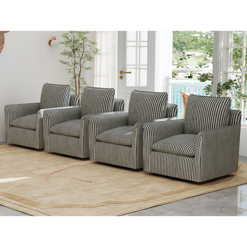 Fauteuil demi-tonneau pivotant à coussins amovibles Hylee, Bleu, 4