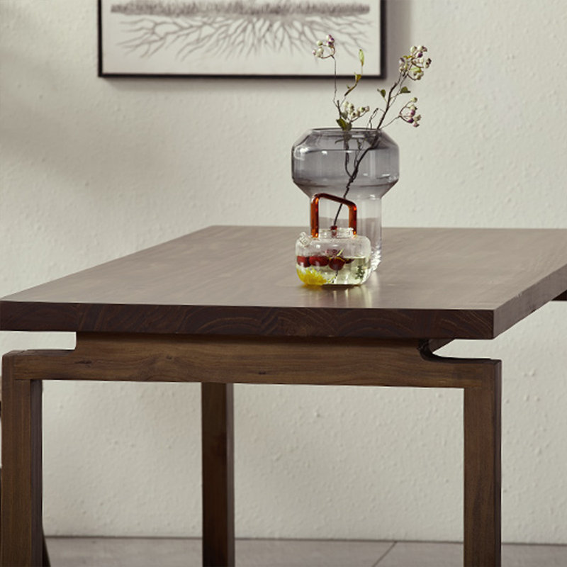 Nut-brown Rectangular Solid Wood Dining Table, 29.53”H x 55.12”L x 27.56”W